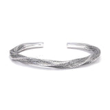 3pcs/set 999 Pure Silver Leaf Twisted Open Bangle Hand-woven Small Beads Knot Bracelet Set Adjustable Bohemian Retro Jewelry