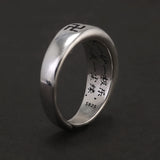 925 Sterling Silver Classic Om mani padme hum Ring Men Women Six Words Mantra Buddhist Avatamsaka Sutra Vintage Simple Jewelry