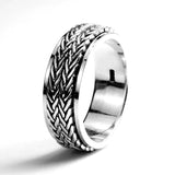 925 Sterling Silver Rotatable Rings For Men And Women Simple Hemp Rope Type Spinner Vintage Male Jewelry - GQTORCH Jewelry
