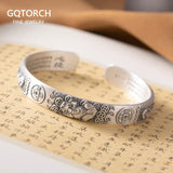 Solid S999 Sterling Silver Brave Troops Bangle for Women and Men Bring In Wealth and Treasure Bracelet Buddhist Jewelry