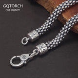 925 Sterling Silver 6mm Corn Chain Necklace for Men Thai Silver Popcorn Bracelet Lobster Clasp Punk Retro Men's Jewelry