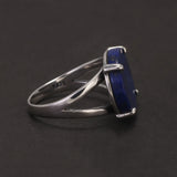 Vintage 925 Sterling Silver Oval Flat Agate Signet Ring Men Natural Lapis Lazuli Onyx Stone Turkish Ring Retro Luxury Jewelry