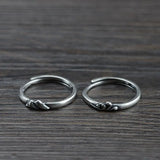 Real 925 Sterling Silver Stackable Couple Rings for Women Men Mountain Sea Love Open Type Retro Antique Fine Jewelry