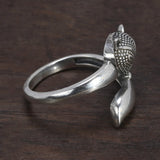 Really Pure 925 Sterling Silver Fox Irregular Ring Women's Animal Ring Retro Style Adjustable Jewelry