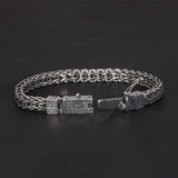 Handmade Braided Real 925 Sterling Silver Lys Punk Bracelets for Men Thai Silver Bracelet Vintage Jewelry