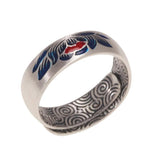 Enameling Lotus Rings for Women 999 Sterling Silver Retro Auspicious Cloud Buddhism Meditation Jewelry - GQTORCH Jewelry