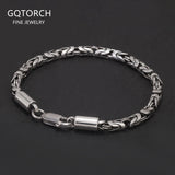 3.5mm 925 Sterling Silver Hand-woven Chain Bracelet for Men Handmade Peace Pattern Bracelet Retro Vintage Fashion Male Jewelry