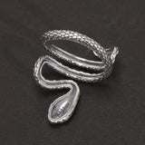 S925 Sterling Silver Snake Rings For Women with Green Zircon Stone Antique Punk Adjustable Animal Jewelry