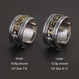 925 Sterling Silver Vintage Retro Six Word Vajra Pestle Ring for Men Women Auspicious Knots Amulet Buddhist Jewelry