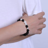 Black Obsidian Stone Bracelets Hand Accessories For Men With Real Sterling Silver Pixiu Feng Shui Crystals Jewelry Armband Heren - GQTORCH Jewelry