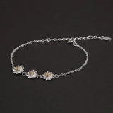 925 Sterling Silver Daisy Stud Earrings Ring Necklace Bracelet Jewelry Set for Women Fashion Trendy Cute Jewelry