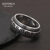 925 Sterling Silver Six Words Mantra Anti Anxiety Ring for Men Women 8mm Vintage Retro Spinner Prayer Buddhist Jewelry