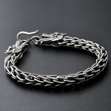 Viking Dragon Bracelet 925 Sterling Silver Handcrafted Braided Wristband For Men Fine Jewelry