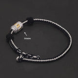 925 Sterling Silver Six Words Tube Charm Bracelet for Men Women Handwoven Rope Braided String Retro Buddhist Talisman Jewelry