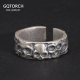 925 Sterling Silver Vintage Skull Ring for Men Adjustable Size Punk Rock Hip Hop Style Jewelry