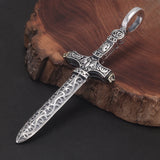 925 Sterling Silver Large Holy Sword Pendant Necklace for Men Vintage Fashion Punk Male Biker Jewelry Gift