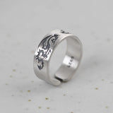 S925 silver retro Thai silver matte silver ring wholesale Xiangyun grain fettuccine ring