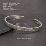 Genuine 925 Sterling Silver Solid Tin Paper Bracelet for Men and Women Handmade Retro Simple Fine Jewelry