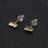 .925 Sterling Silver Punk Geometric Stud Earrings for Men Women Gold Plating Minimalist Slanted Trapezoid Earrings Retro Jewelry