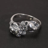 Unique Vintage 925 Sterling Silver Gothic Skull Men's Ring Hip Hop Punk Street Exaggerated Jewelry Party