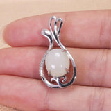 Authentic 925 Sterling Silver Jade Pendant for Women Vintage Classic Elegant Style Jewelry Birthday Gift for Mom - GQTORCH Jewelry