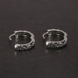 S925 Sterling Silver 18mm Hoop Earrings for Men and Women Open Vintage Antique Punk Pixiu Pattern Jewelry