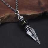 925 Sterling Silver Buddhist Amulet Vajra Pestle Pendant Necklace Black Onyx Sanskrit Six Character Mantra Retro Tibetan Jewelry