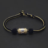 925 Sterling Silver Six Words Tube Charm Bracelet for Men Women Handwoven Rope Braided String Retro Buddhist Talisman Jewelry