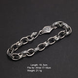 Hand Hammered 925 Sterling Silver Skull Bracelet For Men and Women Eagle Clasp Biker Gothic Rock and Roll Punk Jewelry