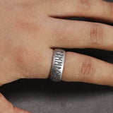 Viking Rune Band Ring Sterling Silver 925 Elder Futhark Nordic Celtic Wedding Norse Scandinavian Jewelry Gift for Men and Women