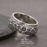 S925 Sterling Silver Rotatable Buddhism Ring Vintage Men's Six-pointed Star Auspicious Cloud Religious Jewelry