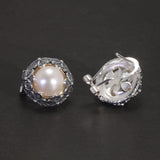 Real 925 Sterling Silver Baroque Pearl Ring Earrings Pendant Flower Branch Round Natural Freshwater Vintage Palace Jewelry