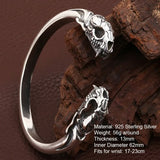 S925 Sterling Silver Jewelry Men's Bangle Double-headed Saber-toothed Tiger Open Cuff Thai Silver Retro Skull Bracelet