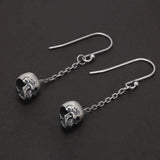 925 Sterling Silver Gothic Skull Dangle Earrings for Men Women Punk Retro Ghost Head Chain Drop Earring Hypoallergenic Jewelry