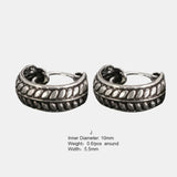 925 Sterling Silver Patterned Ear Hoop Earrings Retro Best Gifts for Men and Women Punk Rock Jewelry