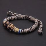 Tibetan Ethnic Style Thermochromic Pixiu Charms Colorful Braided Bracelet Hand-woven Coin Bead Feng Shui Jewelry Attract Wealth