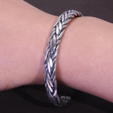 925 Sterling Silver Retro Twist Woven Cuff Bracelet for Men Women Antiqued Thai Silver Punk Open Bangle Handmade Jewelry - GQTORCH Jewelry