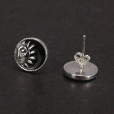 Real 925 Sterling Silver Sun God Moon Men Women Round Stud Earrings Vintage Punk Jewelry Best Gift