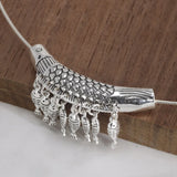 S925 Sterling Silver Vintage Ethnic Style Syphon Shape Choker for Women Fish Tassel Retro Style Pendant Buddhist Amulet Jewelry