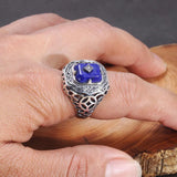 925 Sterling Silver Lapis Lazuli Ring for Women The Vampire Diaries Caroline Elena Daylight Hollow Flowers Rings Movie Jewelry - GQTORCH Jewelry