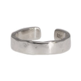 Sterling Silver S925 Bright Hand Hammer Pattern Men's and Women's Rings Minimalist Adjustable Jewelry