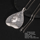 Sterling Silver 999 Vintage Pendant for Men and Women Bodhisattva Buddhist Religious Amulet Charm Necklace Fine Jewelry