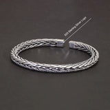 Sterling Silver 999 Twisted Woven Bracelet Bangle for Men and Women Braided Antique Hemp Rope Punk Rock Jewelry