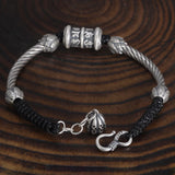 Mantra Bracelet 999 Pure Silver Six Words OM Charm With Hand Braided String Cords Adjustable Lotus Fashion Ethnic Style Jewelry