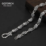 925 Sterling Silver Skull Chains Necklaces Bracelets for Men Women Original Retro Punk Thai Silver 925 Jewelry Necklace