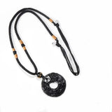 Natural Black Obsidian Onyx Pendant Necklace Lucky Amulets for Men and Women With Rope Chain - GQTORCH Jewelry