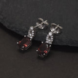 925 Sterling Silver Garnet Topaz Drop Earrings for Women Natural Gemstone Vintage Elegant Fashion Birthday Party Jewelry Gift