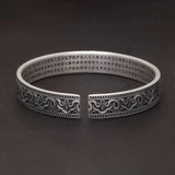 999 Pure Silver Heart Sutra Cuff Bangle Vintage 9mm Thai Silver Prajnaparamita Bracelet Buddhist Ethnic Style Amulet Jewelry - GQTORCH Jewelry