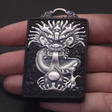 Natural Sandalwood 990 Pure Silver Large Dragon Pendant for Men Vintage Good Wealth Amulet Body Protection Male Jewelry