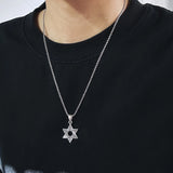 925 Sterling Silver Jewish Israel Star Pendant Necklace for Men Women Hexagram Star Of David Pendant Fashion Punk Retro Jewelry